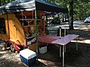Slide out drawer with countertop and extended table